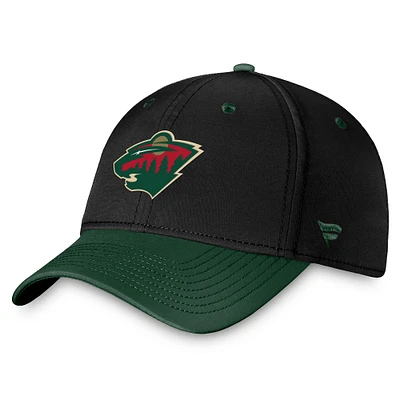 Men's Fanatics  Black/Green Minnesota Wild Authentic Pro Rink Two-Tone Flex Hat