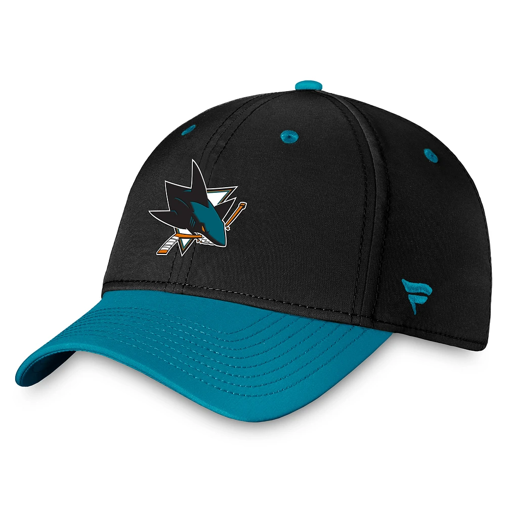 Men's Fanatics  Black/Teal San Jose Sharks Authentic Pro Rink Two-Tone Flex Hat