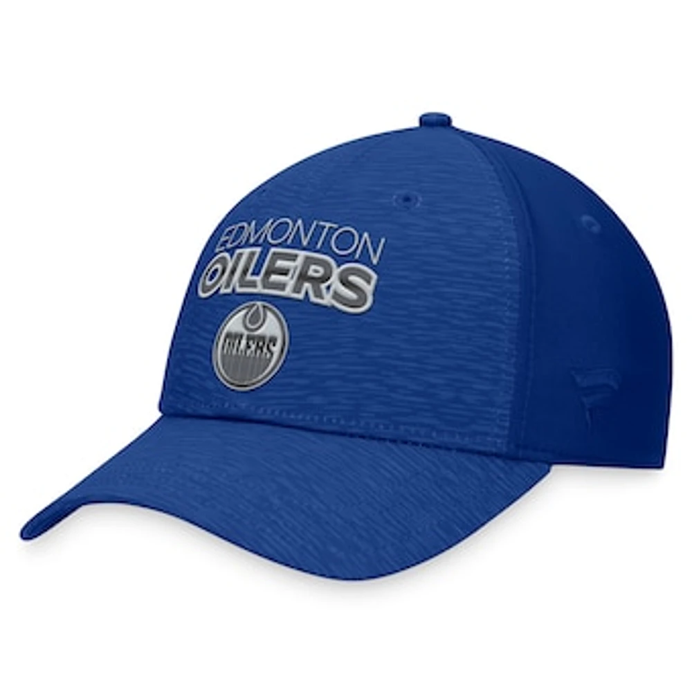 Men's Fanatics  Blue Edmonton Oilers Authentic Pro Road Stack Logo Flex Hat