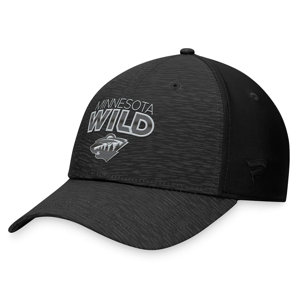 Men's Fanatics  Black Minnesota Wild Authentic Pro Road Stack Logo Flex Hat