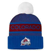 Women's Fanatics Blue/Burgundy Colorado Avalanche Authentic Pro Rink Cuffed Knit Hat with Pom