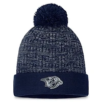 Women's Fanatics  Navy Nashville Predators Authentic Pro Road Cuffed Knit Hat with Pom