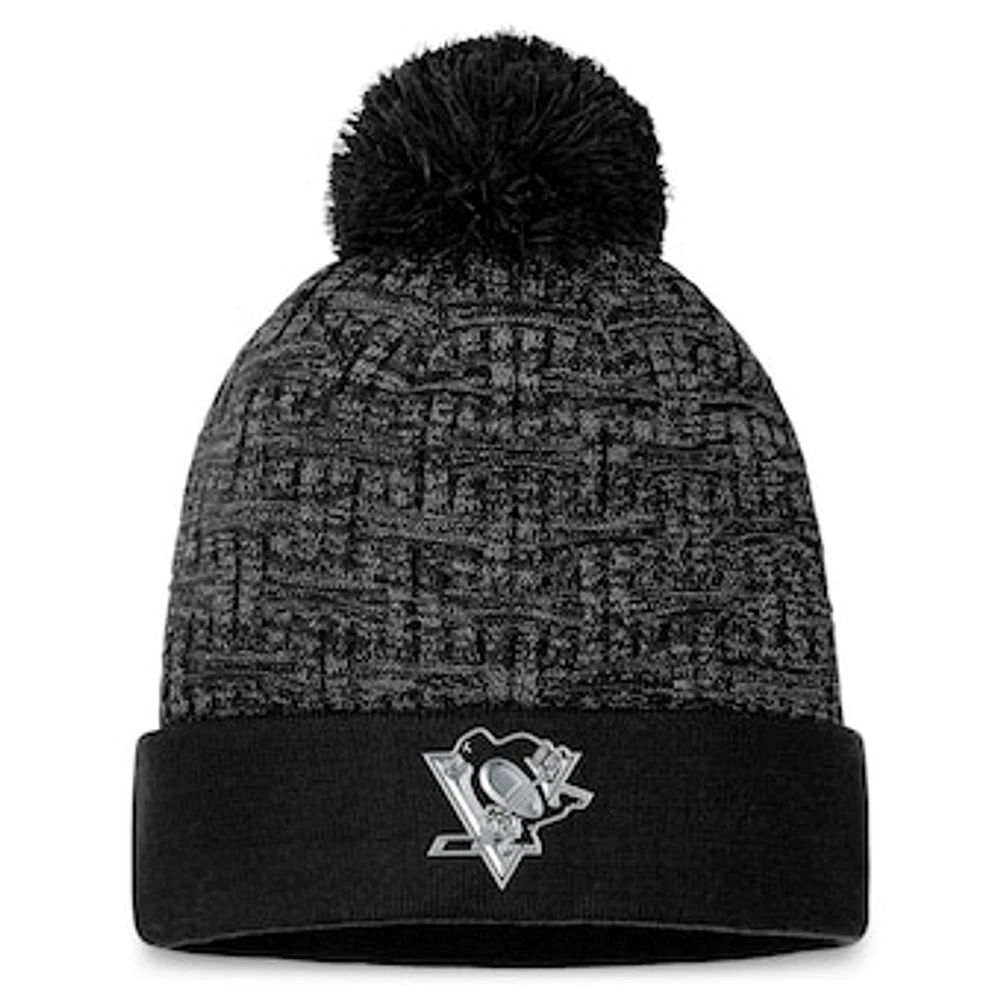 Women's Fanatics  Black Pittsburgh Penguins Authentic Pro Road Cuffed Knit Hat with Pom