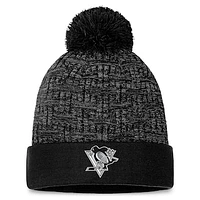 Women's Fanatics  Black Pittsburgh Penguins Authentic Pro Road Cuffed Knit Hat with Pom