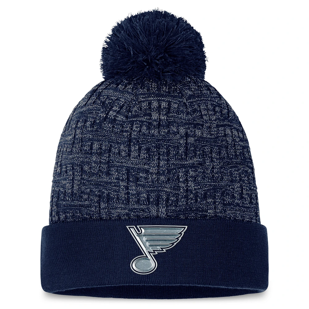 Women's Fanatics Navy St. Louis Blues Authentic Pro Road Cuffed Knit Hat with Pom