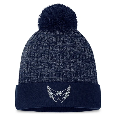 Women's Fanatics  Navy Washington Capitals Authentic Pro Road Cuffed Knit Hat with Pom