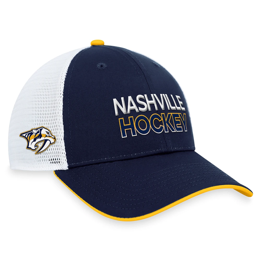 Men's Fanatics  Navy Nashville Predators Authentic Pro Rink Trucker Adjustable Hat