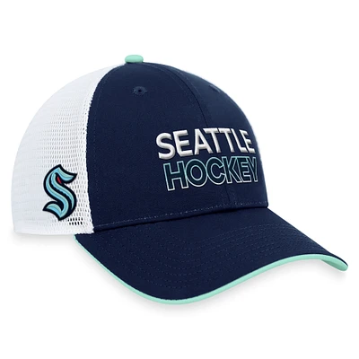 Men's Fanatics Deep Sea Blue Seattle Kraken Authentic Pro Rink Trucker Adjustable Hat