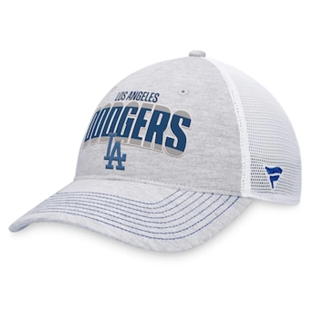 Men's Fanatics Heather Gray/White Los Angeles Dodgers Logo Trucker Adjustable Hat