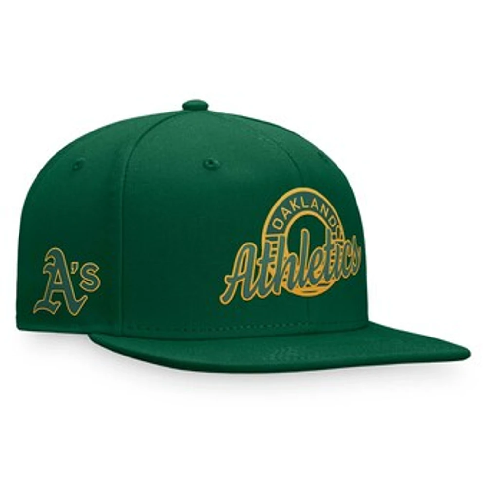 Men's Fanatics Green Oakland Athletics Circle Script Snapback Hat