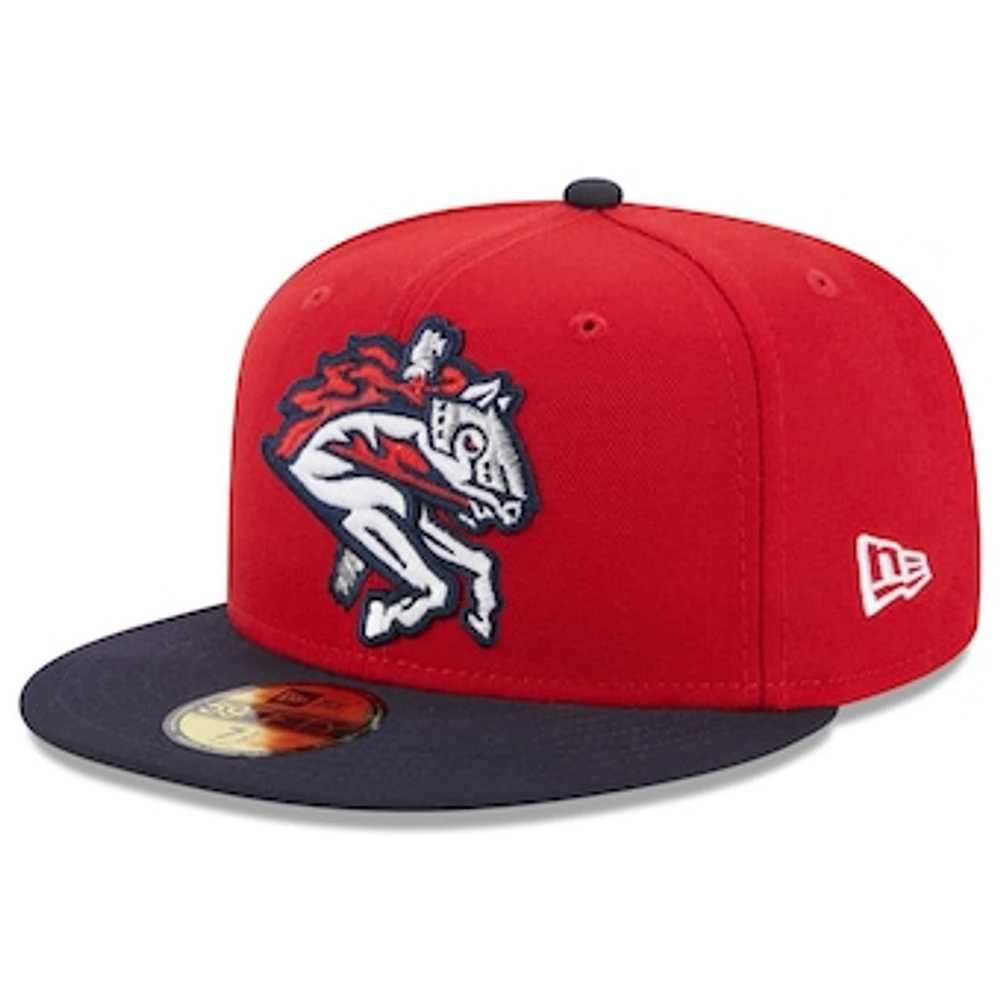 Men's New Era Red Binghamton Rumble Ponies Authentic Collection Alternate Logo 59FIFTY Fitted Hat