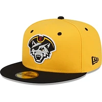 Men's New Era Yellow Erie SeaWolves Authentic Collection Alternate Logo 59FIFTY Fitted Hat