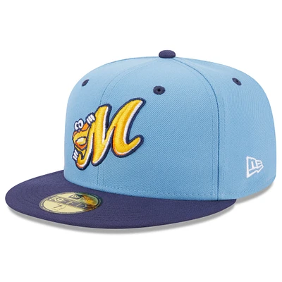 Men's New Era Light Blue Montgomery Biscuits Authentic Collection Alternate Logo 59FIFTY Fitted Hat