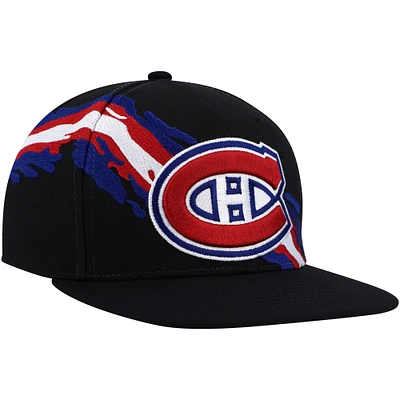 Men's Mitchell & Ness Black Montreal Canadiens Vintage Paintbrush Snapback Hat