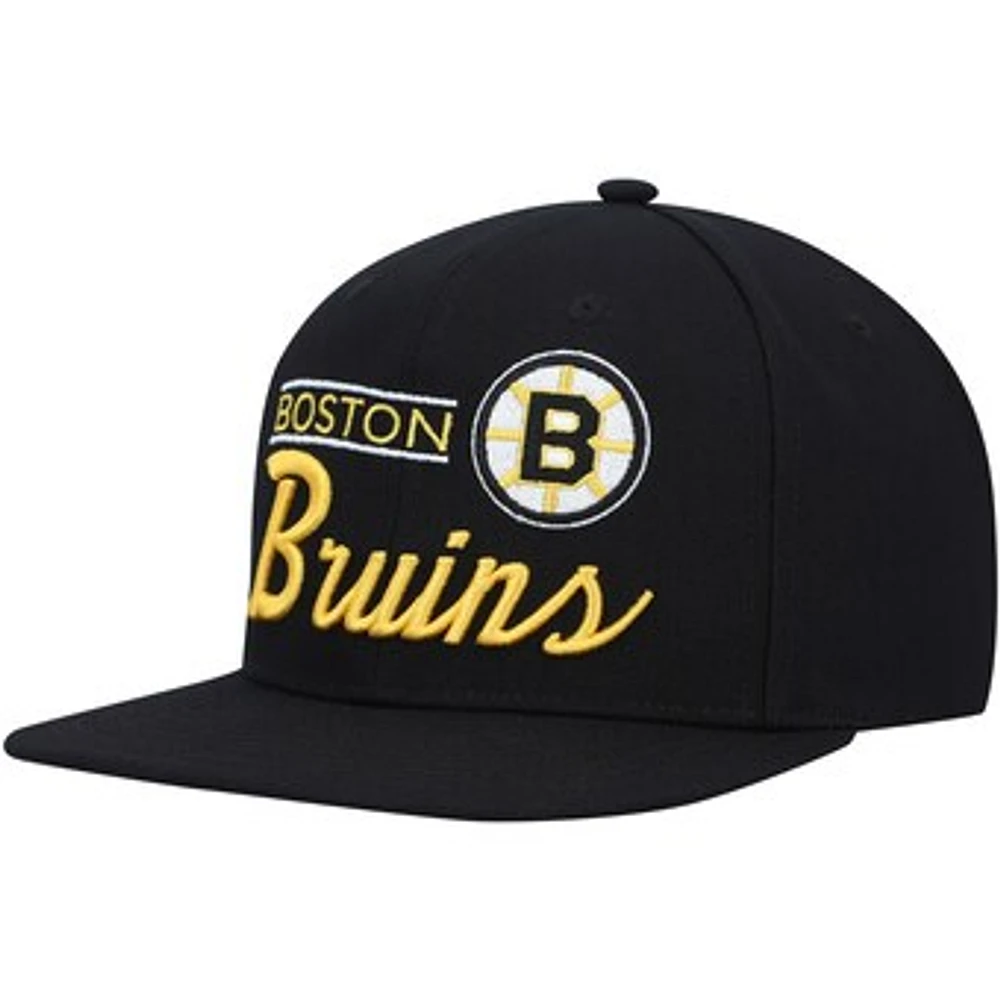 Men's Mitchell & Ness Black Boston Bruins Retro Lock Up Snapback Hat