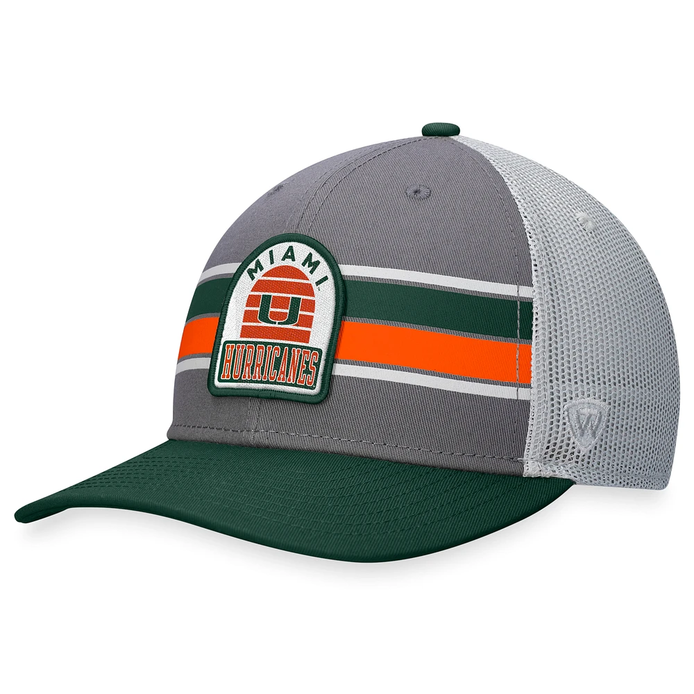 Men's Top of the World Green/Gray Miami Hurricanes Aurora Trucker Adjustable Hat