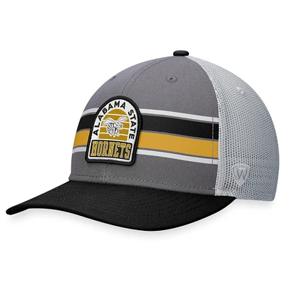 Men's Top of the World Black/Gray Alabama State Hornets Aurora Trucker Adjustable Hat