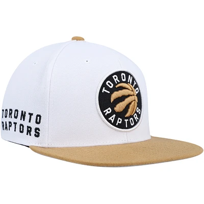 Men's Mitchell & Ness White/Gold Toronto Raptors Side Core 2.0 Snapback Hat