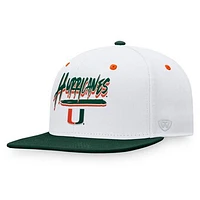 Men's Top of the World White/Green Miami Hurricanes Sea Snapback Hat