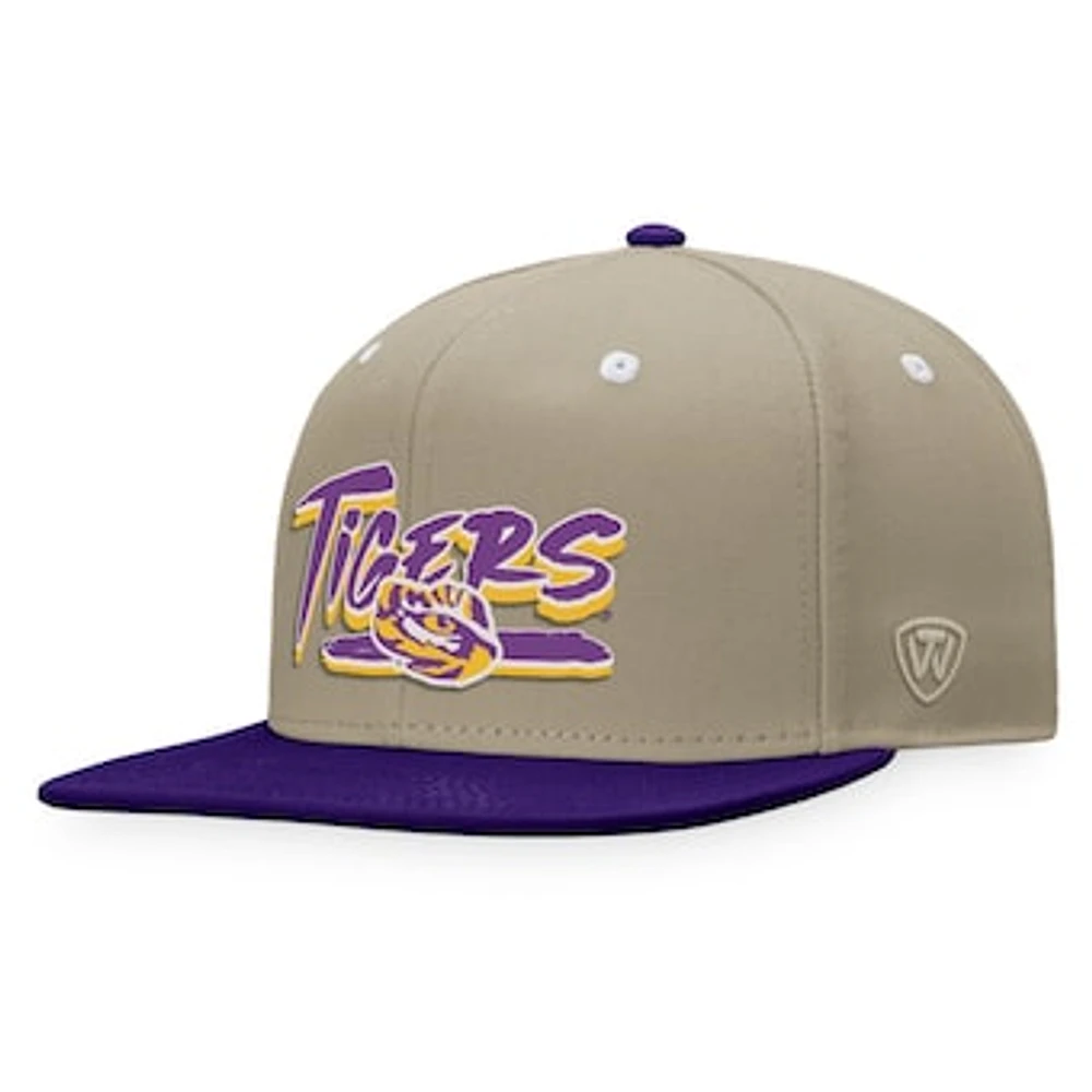 Men's Top of the World Khaki/Purple LSU Tigers Land Snapback Hat