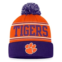 Men's Top of the World  Orange Clemson Tigers Draft Cuffed Knit Hat with Pom