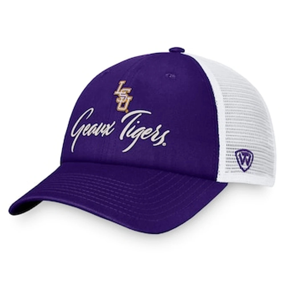 Women's Top of the World Purple/White LSU Tigers Charm Trucker Adjustable Hat