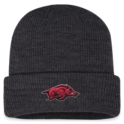 Men's Top of the World Charcoal Arkansas Razorbacks Sheer Cuffed Knit Hat