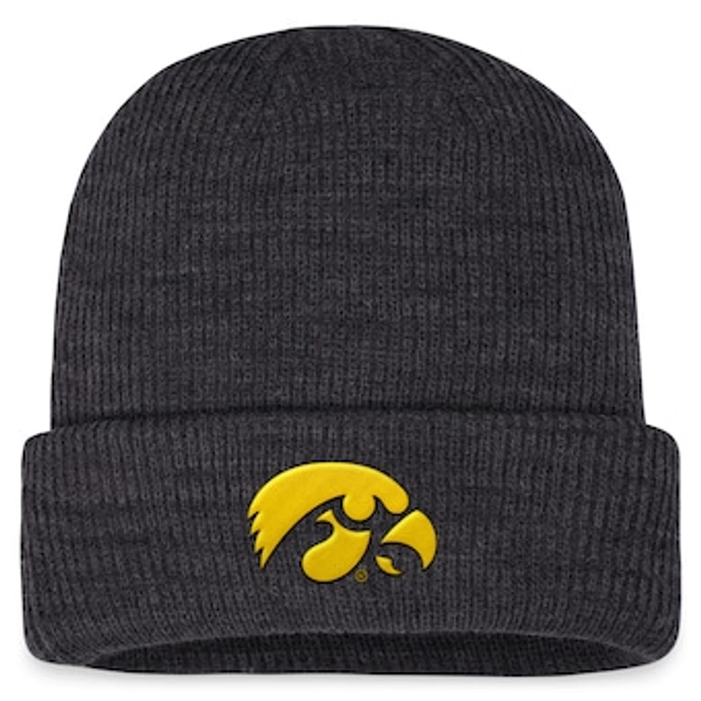 Men's Top of the World Charcoal Iowa Hawkeyes Sheer Cuffed Knit Hat