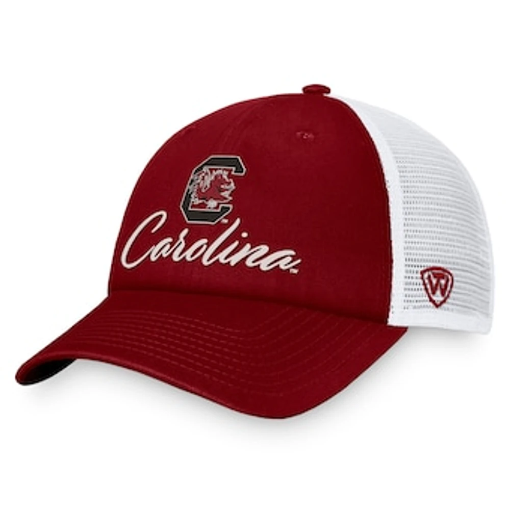 Women's Top of the World Garnet/White South Carolina Gamecocks Charm Trucker Adjustable Hat