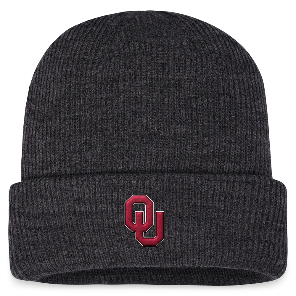 Men's Top of the World Charcoal Oklahoma Sooners Sheer Cuffed Knit Hat