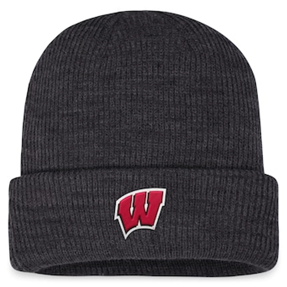 Men's Top of the World Charcoal Wisconsin Badgers Sheer Cuffed Knit Hat