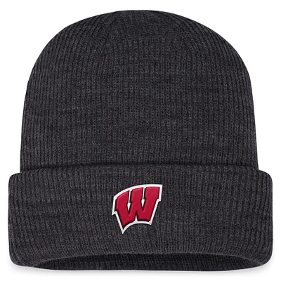 Men's Top of the World Charcoal Wisconsin Badgers Sheer Cuffed Knit Hat