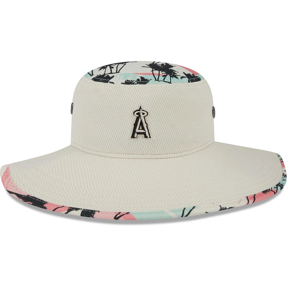 Men's New Era Natural Los Angeles Angels Retro Beachin' Bucket Hat