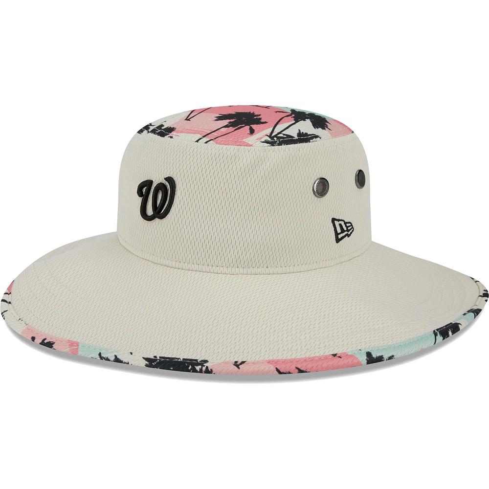 Men's New Era Natural Washington Nationals Retro Beachin' Bucket Hat