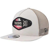 Men's New Era Natural Detroit Tigers Retro Beachin' Patch A-Frame Trucker 9FIFTY Snapback Hat