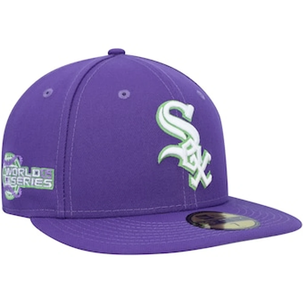 Men's New Era Purple Chicago White Sox Lime Side Patch 59FIFTY Fitted Hat