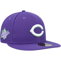 Men's New Era Purple Cincinnati Reds Lime Side Patch 59FIFTY Fitted Hat