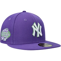 Men's New Era Purple York Yankees Lime Side Patch 59FIFTY Fitted Hat