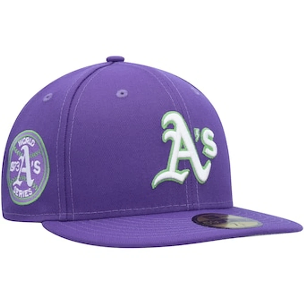 Men's New Era Purple Athletics Lime Side Patch 59FIFTY Fitted Hat