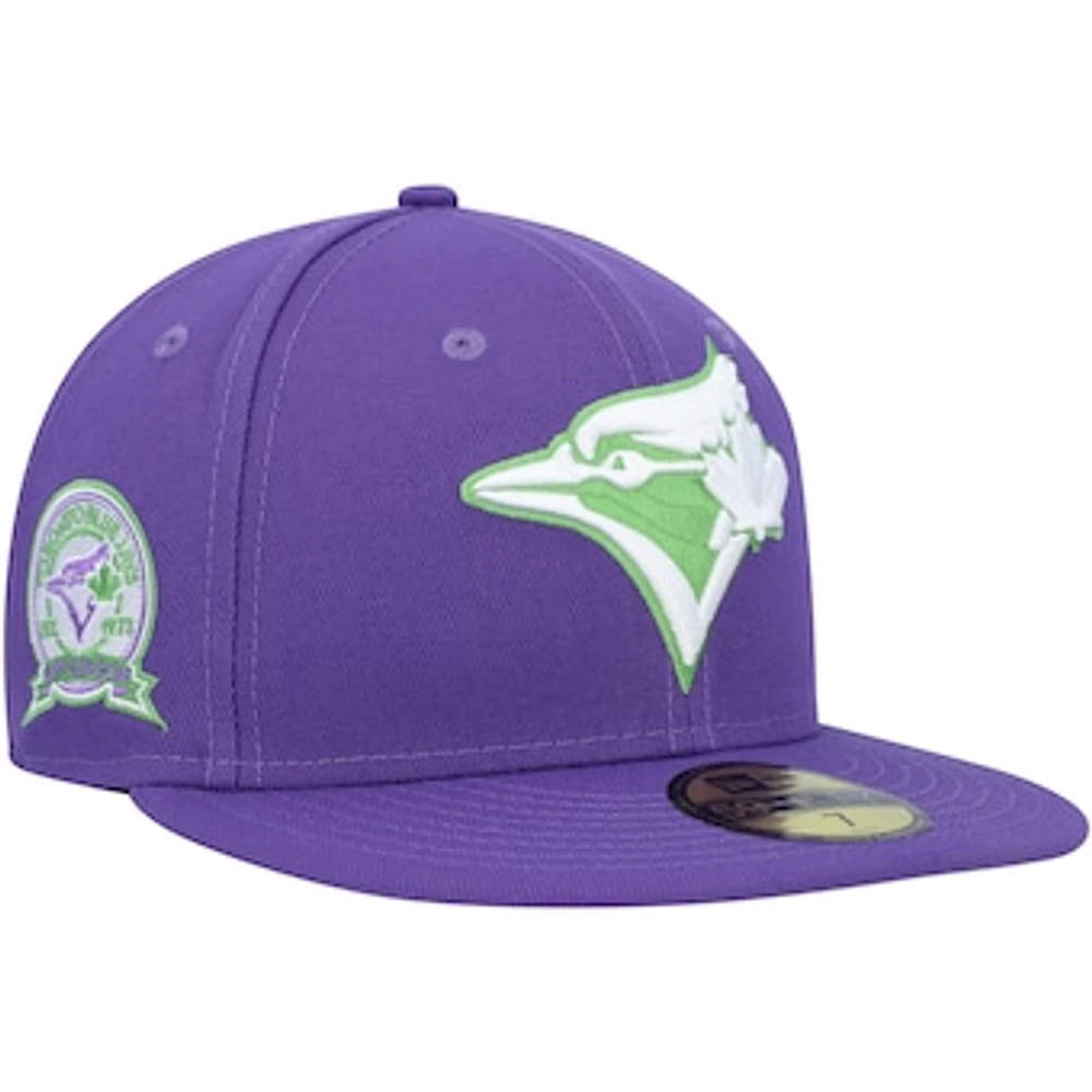 Men's New Era Purple Toronto Blue Jays Lime Side Patch 59FIFTY Fitted Hat