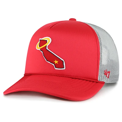 Men's '47 Red Los Angeles Angels Foam Logo Trucker Snapback Hat