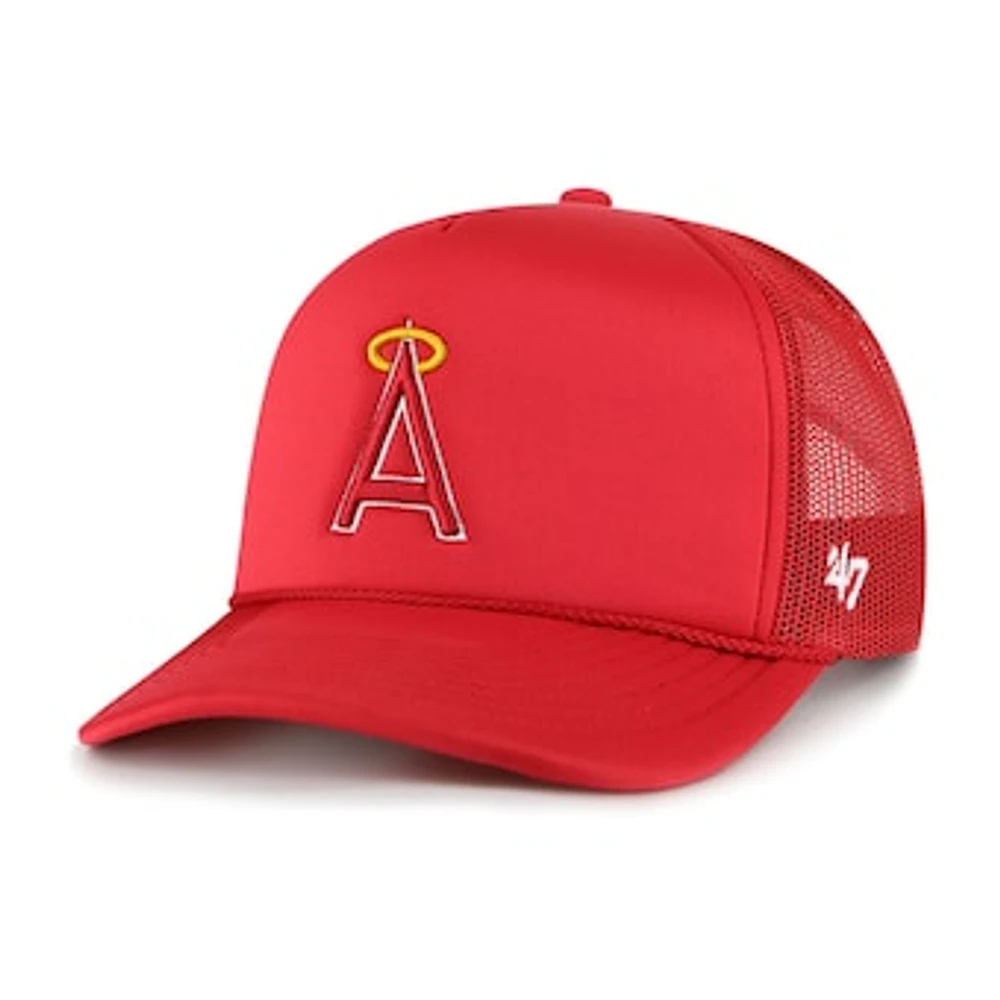 Men's '47 Red Los Angeles Angels Foam Logo Trucker Adjustable Hat