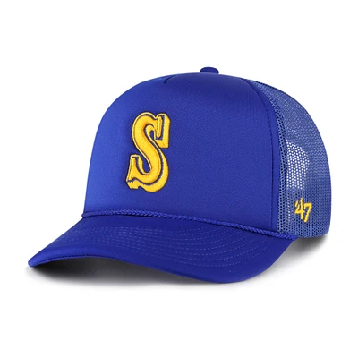 Men's '47 Royal Seattle Mariners Foam Logo Trucker Adjustable Hat