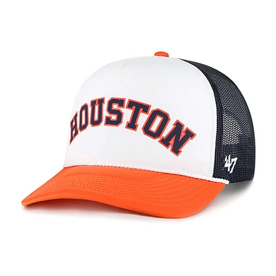 Men's '47 White Houston Astros Foam Front Script Trucker Snapback Hat