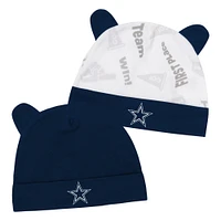 Infant Navy/White Dallas Cowboys Baby Bear Cuffed Knit Hat Set