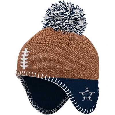 Infant Brown Dallas Cowboys Football Head Knit Hat with Pom