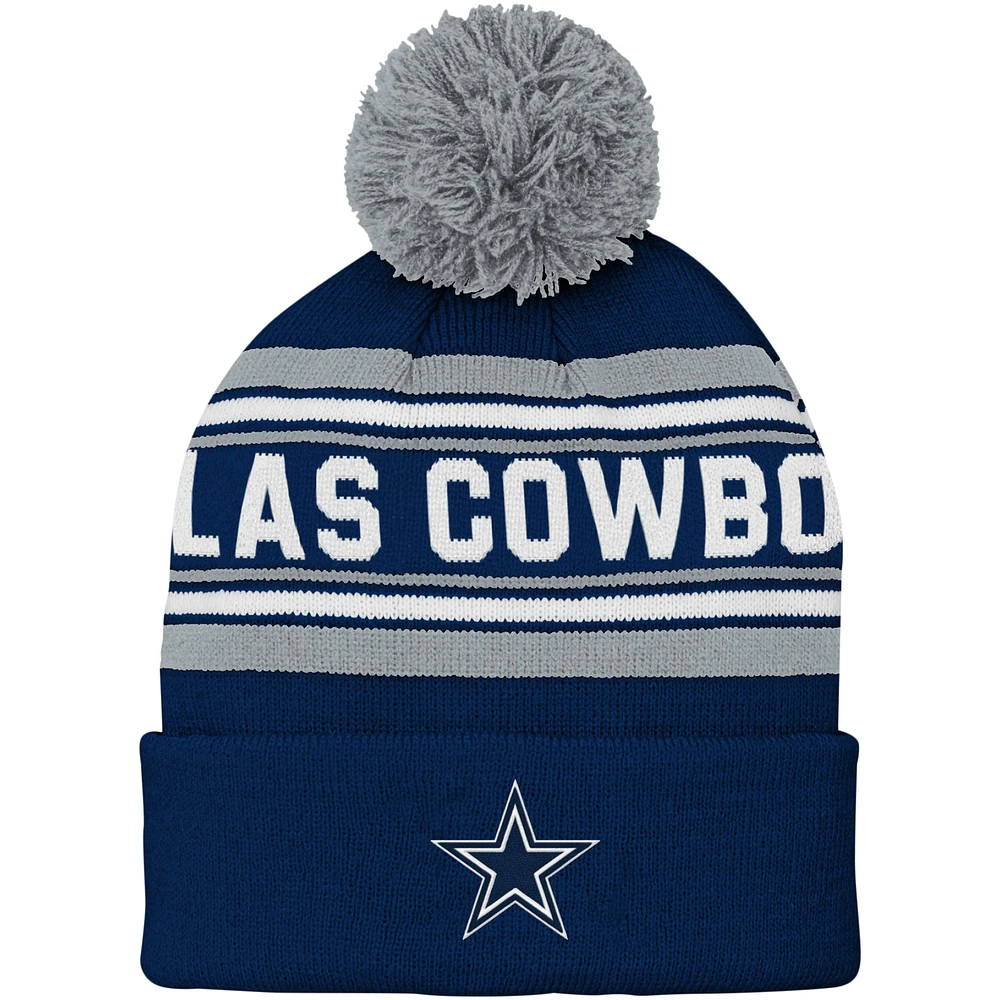 Preschool Navy Dallas Cowboys Jacquard Cuffed Knit Hat with Pom