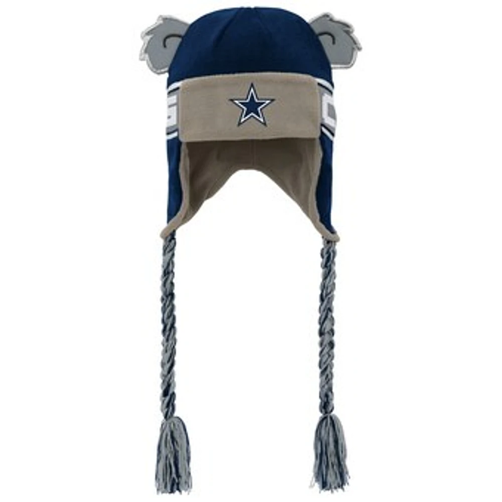 Youth Navy Dallas Cowboys Wordmark Ears Trooper Knit Hat