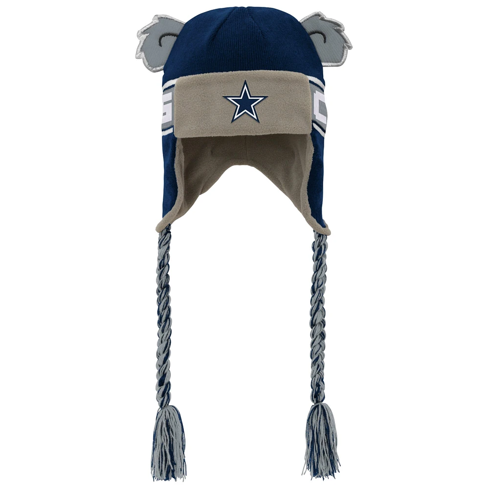 Youth Navy Dallas Cowboys Wordmark Ears Trooper Knit Hat