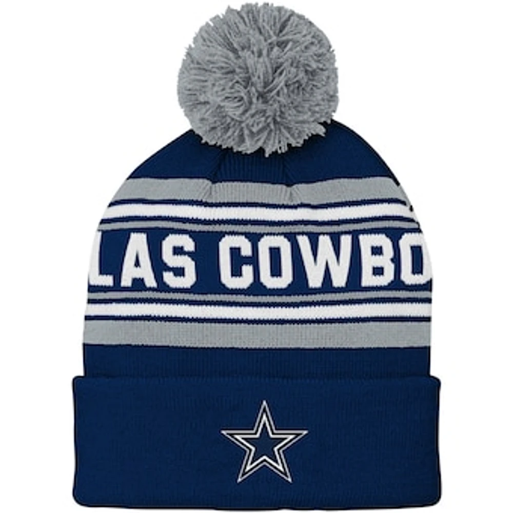 Youth Navy Dallas Cowboys Jacquard Cuffed Knit Hat with Pom